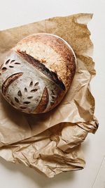 High angle view of bread on table