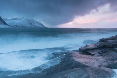 Scenic view of sea against sky during sunset