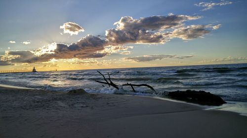Scenic view of sea during sunset