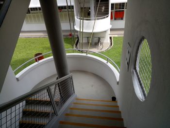 High angle view of staircase in building