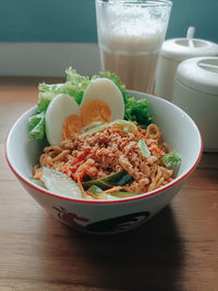 Close-up of food in bowl on table