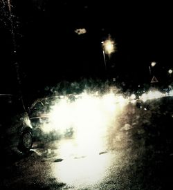 Road lit up at night