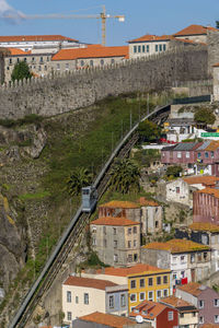 High angle view of buildings in city