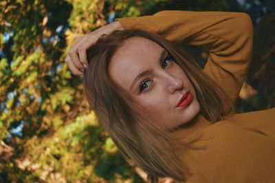 Close-up portrait of a young woman