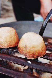 Close-up of meat on barbecue grill