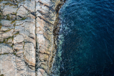 High angle view of rock formation in sea