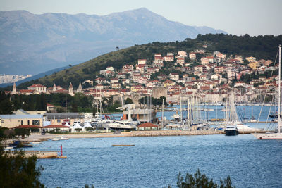 View of boats in river