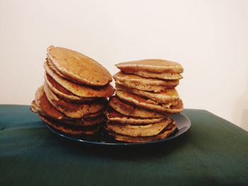 Close-up of cookies in plate on table