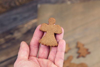 Close-up of hand holding cookie