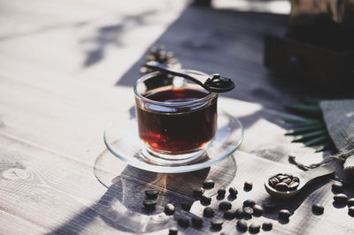 Close-up of tea served on table