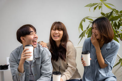 Young women drinking water