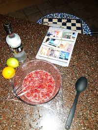 High angle view of food on table