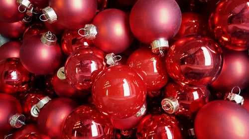 Full frame shot of red baubles