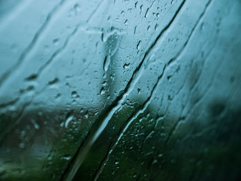 Full frame shot of raindrops on window