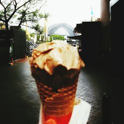 Close-up of ice cream on table