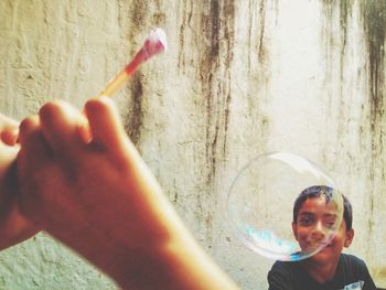 Close-up of boy playing