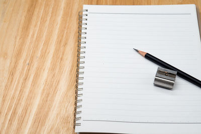 High angle view of pen on table