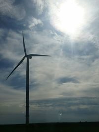 Wind turbines on field