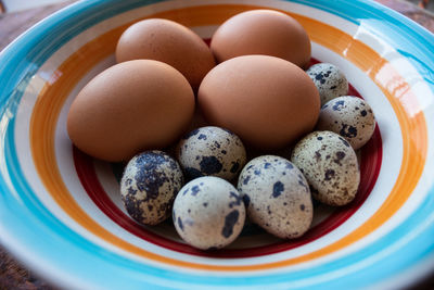 High angle view of breakfast on table