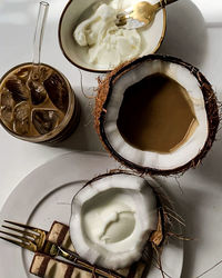 High angle view of food on table