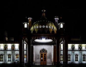 Low angle view of illuminated building