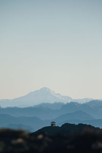 Scenic view of mountains against clear sky