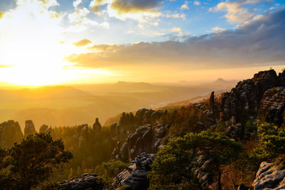 Scenic view of landscape against sky during sunset