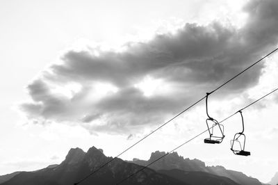 Low angle view of silhouette mountains against sky