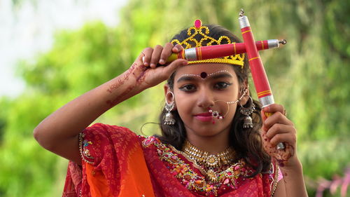 A face of hindu goddess durga. goddess durga for happy navratri celebration