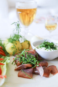 High angle view of food on table