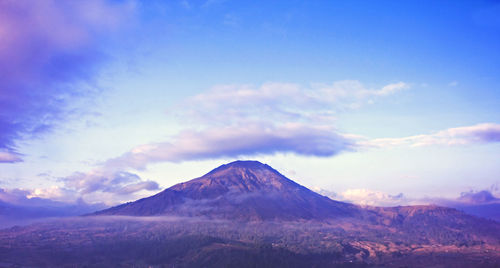View of mountain range against cloudy sky