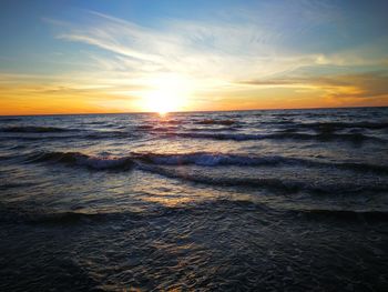 Scenic view of sea against sky during sunset