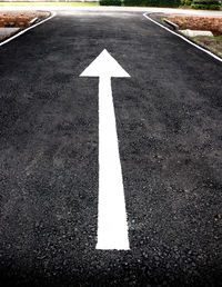 High angle view of road sign