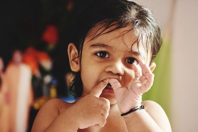 Close-up portrait of cute boy