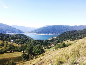 High angle view of calm lake