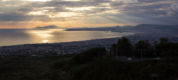 Scenic view of sea against sky at sunset