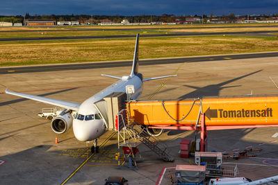 Airplane on airport runway