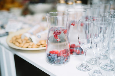 Close-up of drink in glass on table