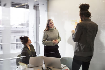 Young business people brainstorming in office