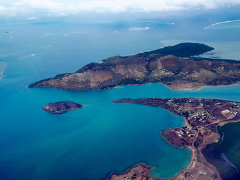 Aerial view of sea and rocks