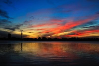 Scenic view of sea at sunset