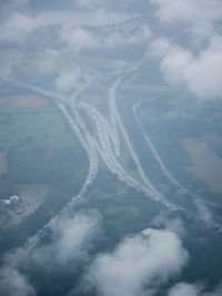 High angle view of road against sky