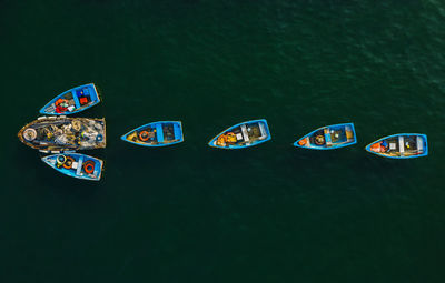 High angle view of boat in water