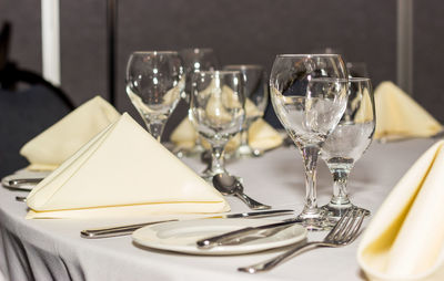 Table setup at a restaurant.