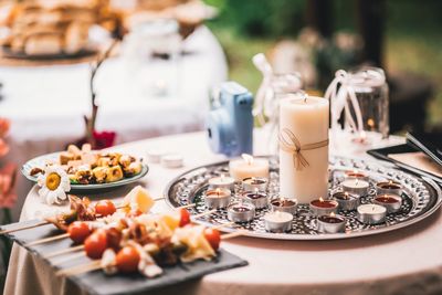 Close-up of food served on table in restaurant