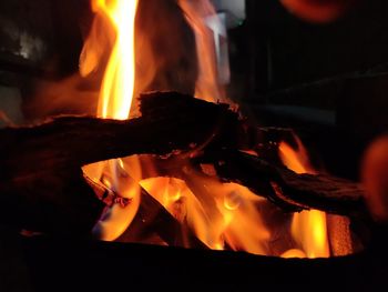 Close-up of fire pit at night