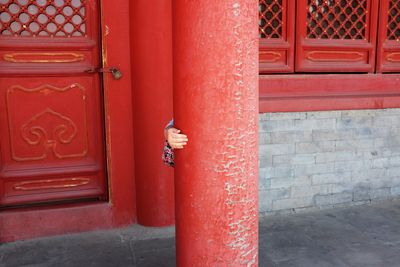 Closed door of building