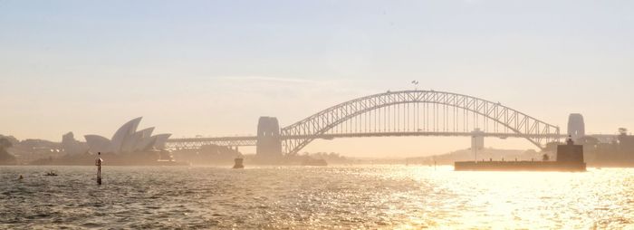 View of bridge over river against sky