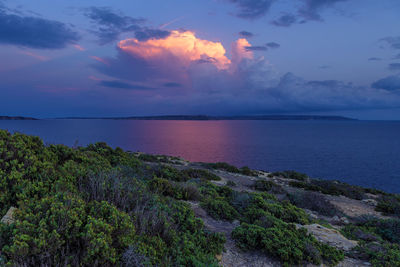 Scenic view of sea against sky during sunset