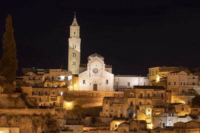 Sassi of matera at night, world heritage site and european capital of culture from 2019.